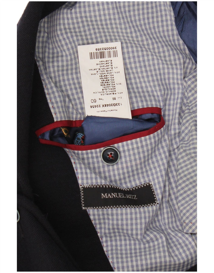 Manuel Ritz Mens 3 Button Blazer Jacket IT 60 5XL Navy Blue Acrylic