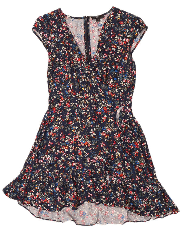 J. Crew Womens A-Line Dress US 6 Medium Navy Blue Floral Viscose