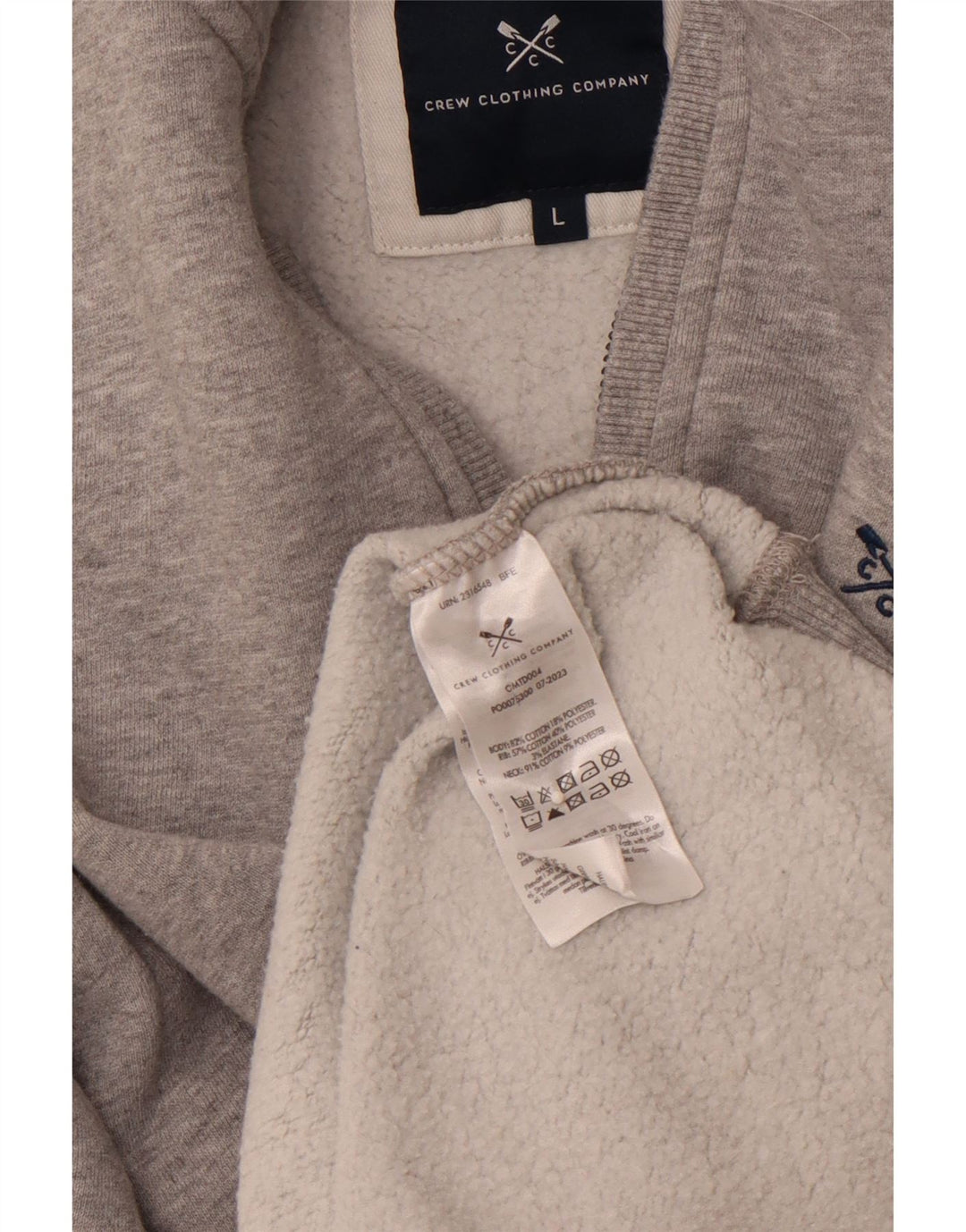 CREW CLOTHING Mens Zip Neck Sweatshirt Jumper Large Grey Cotton