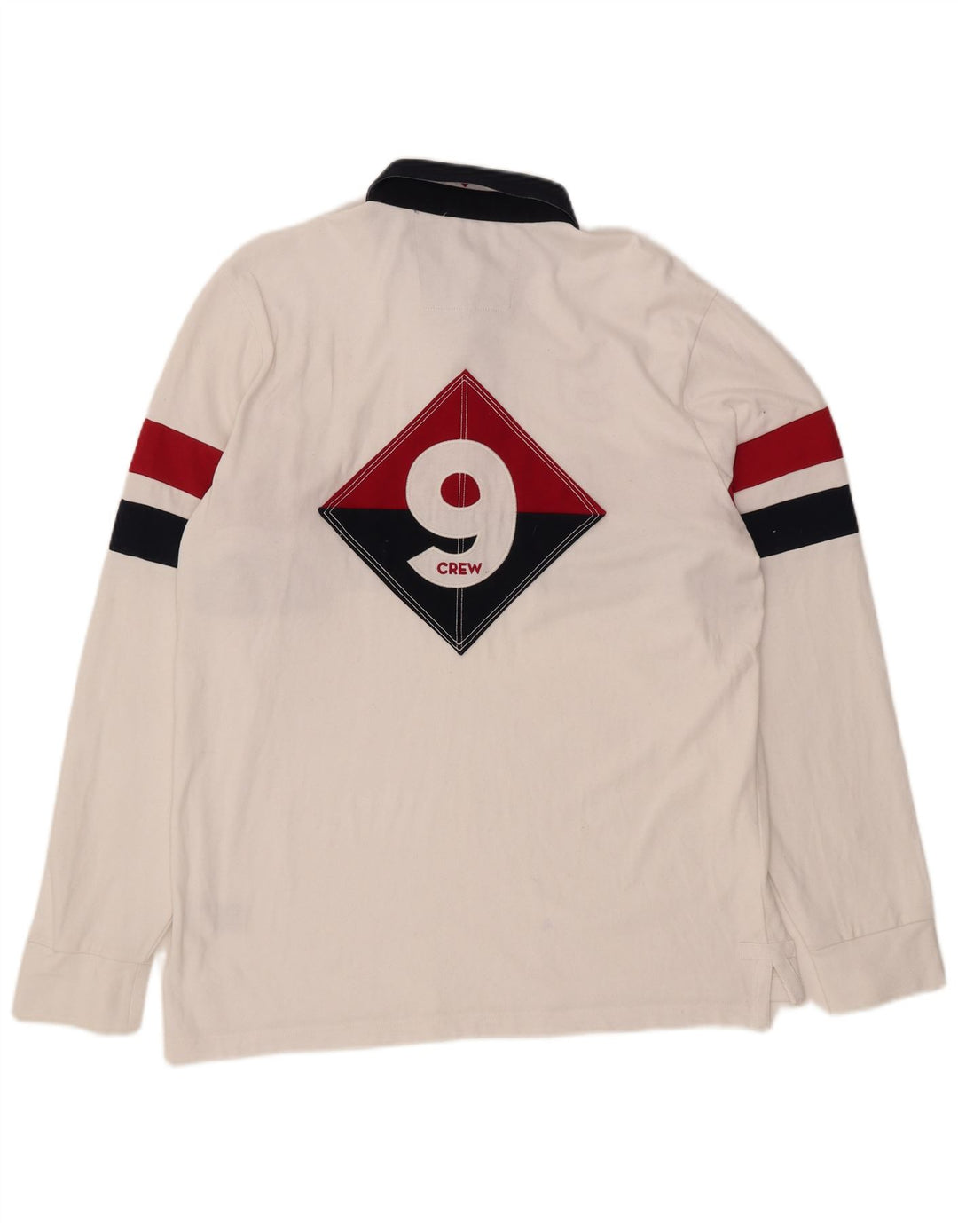 CREW CLOTHING Mens Graphic Rugby Polo Shirt Large White Colourblock