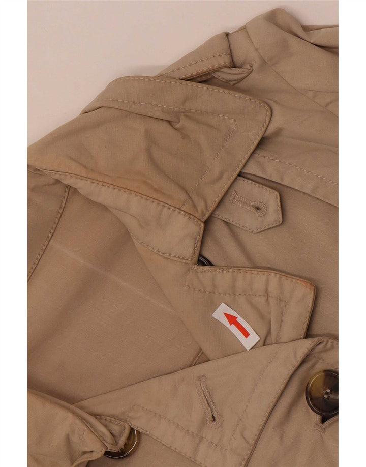 Massimo Dutti Womens Short Double Breasted Trench Coat UK 14 Medium Beige
