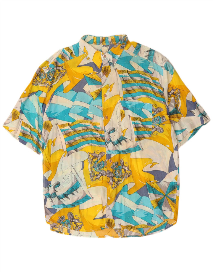 Massaro Mens Abstract Pattern Short Sleeve Shirt XL Multicoloured
