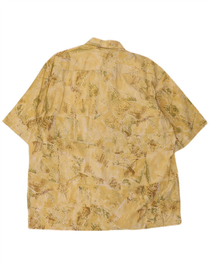 Alpenland Mens Abstract Pattern Short Sleeve Shirt Size 42 Large Yellow
