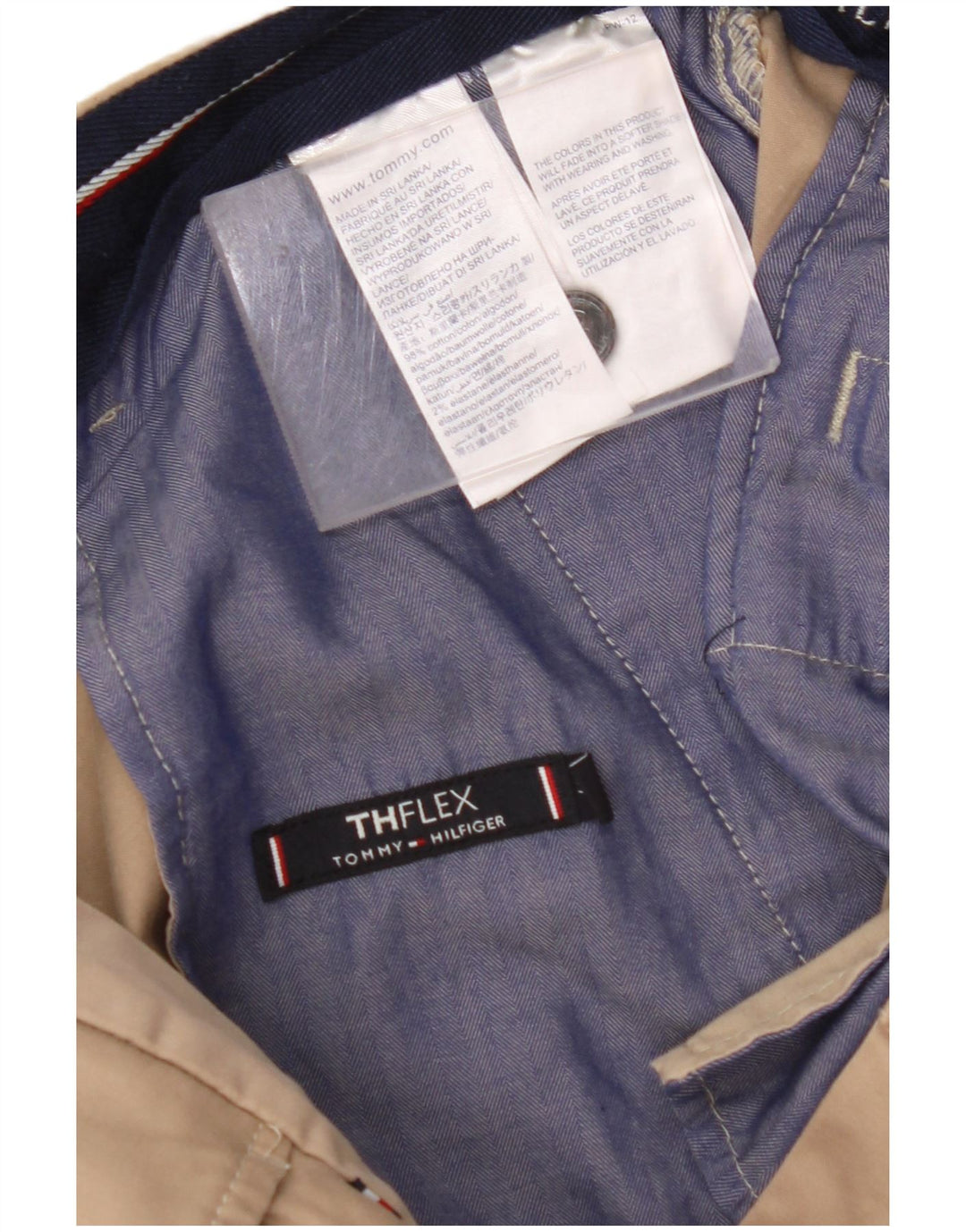 TOMMY HILFIGER Mens Straight Chino Trousers W36 L32 Beige Cotton