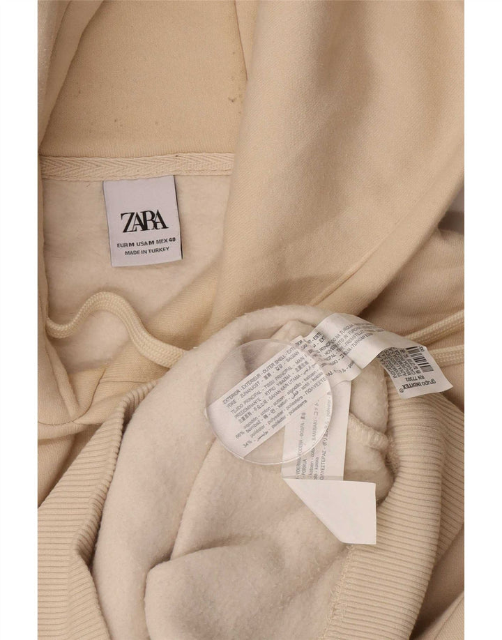 Zara Mens Hoodie Jumper Medium Beige Cotton