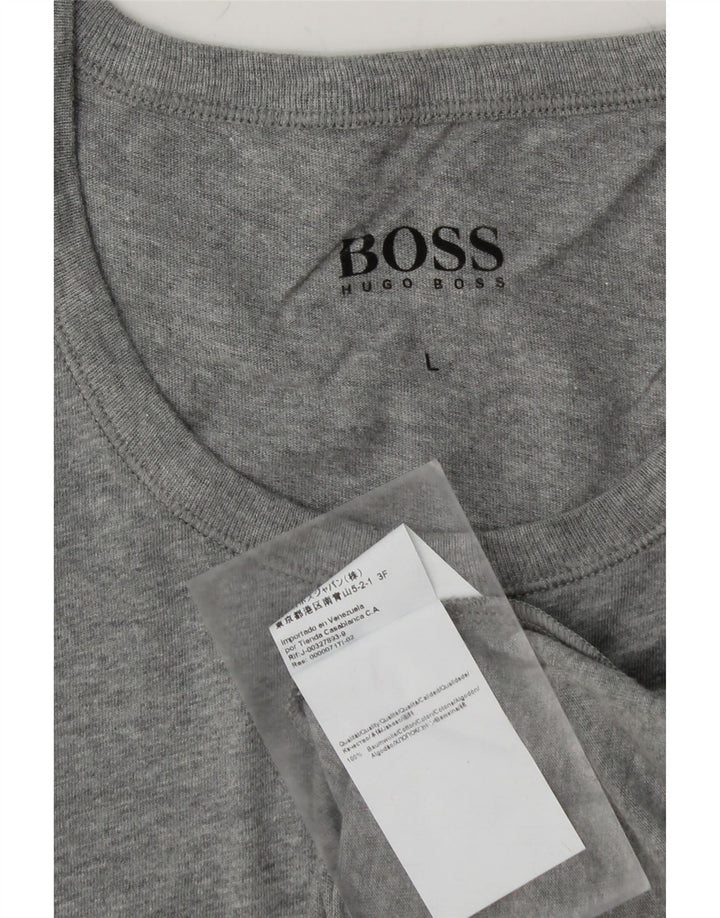 HUGO BOSS Mens T-Shirt Top Large Grey Cotton