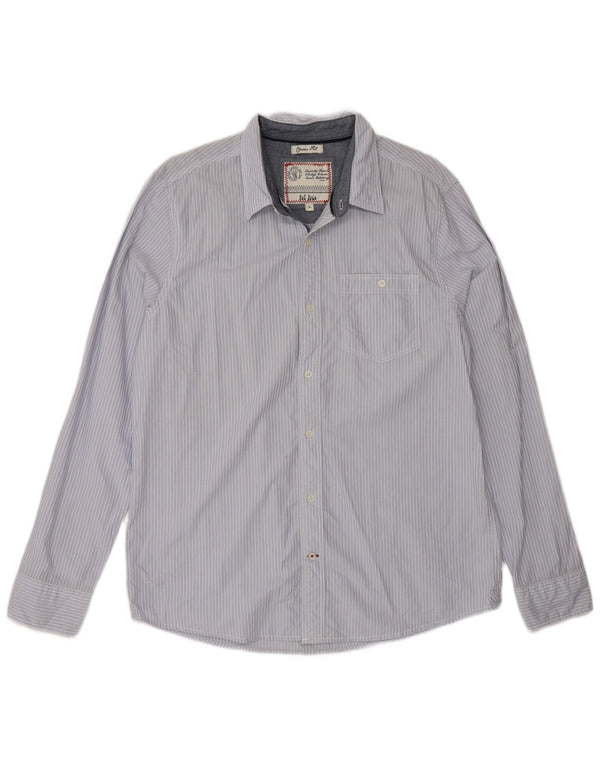 Fat Face Mens Classic Fit Shirt Large Blue Pinstripe Cotton