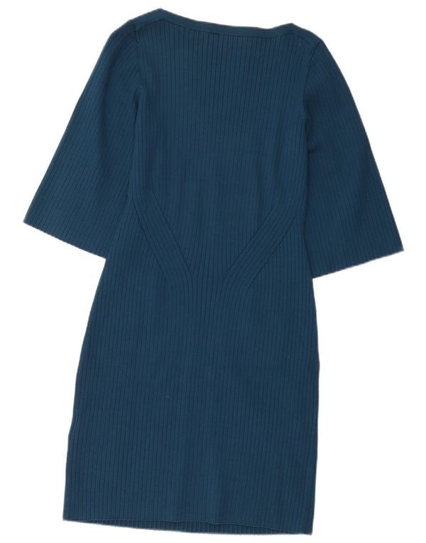 L.K. Bennett Womens 3/4 Sleeve Sheath Dress UK 12 Medium Blue Viscose