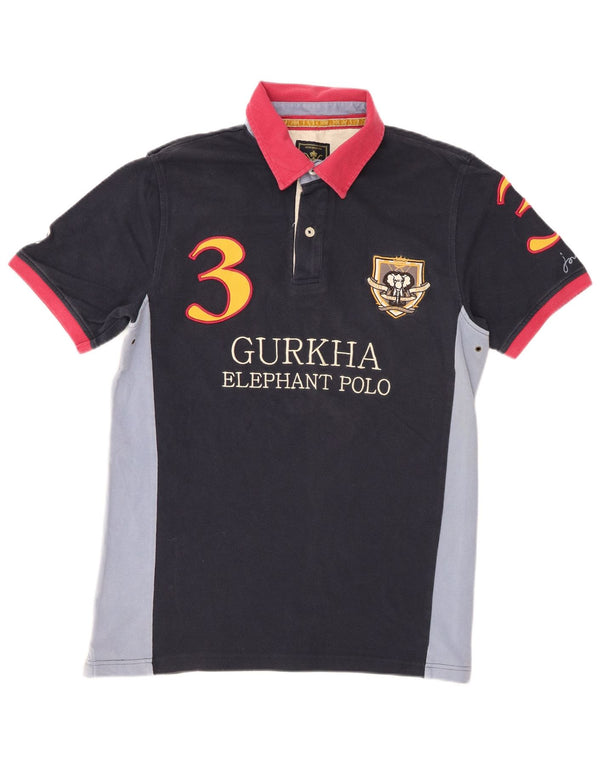 Joules Mens Graphic Rugby Polo Shirt Medium Navy Blue Colourblock Cotton