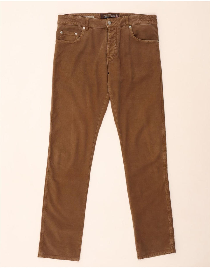 HACKETT Mens Slim Casual Trousers W34 L34 Brown Cotton