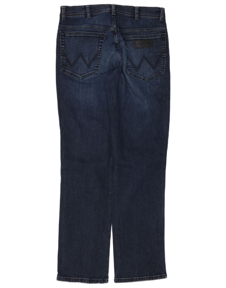 Wrangler Mens Texas Straight Jeans W32 L30 Navy Blue Cotton