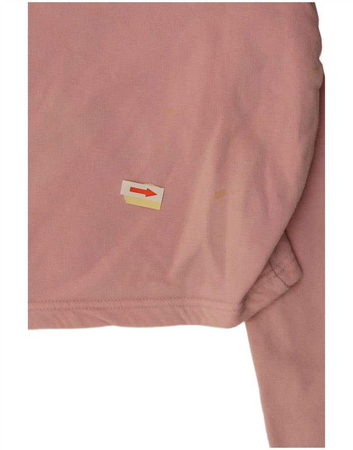 ELLESSE Womens Crop Graphic Hoodie Jumper UK 12 Medium  Pink Cotton