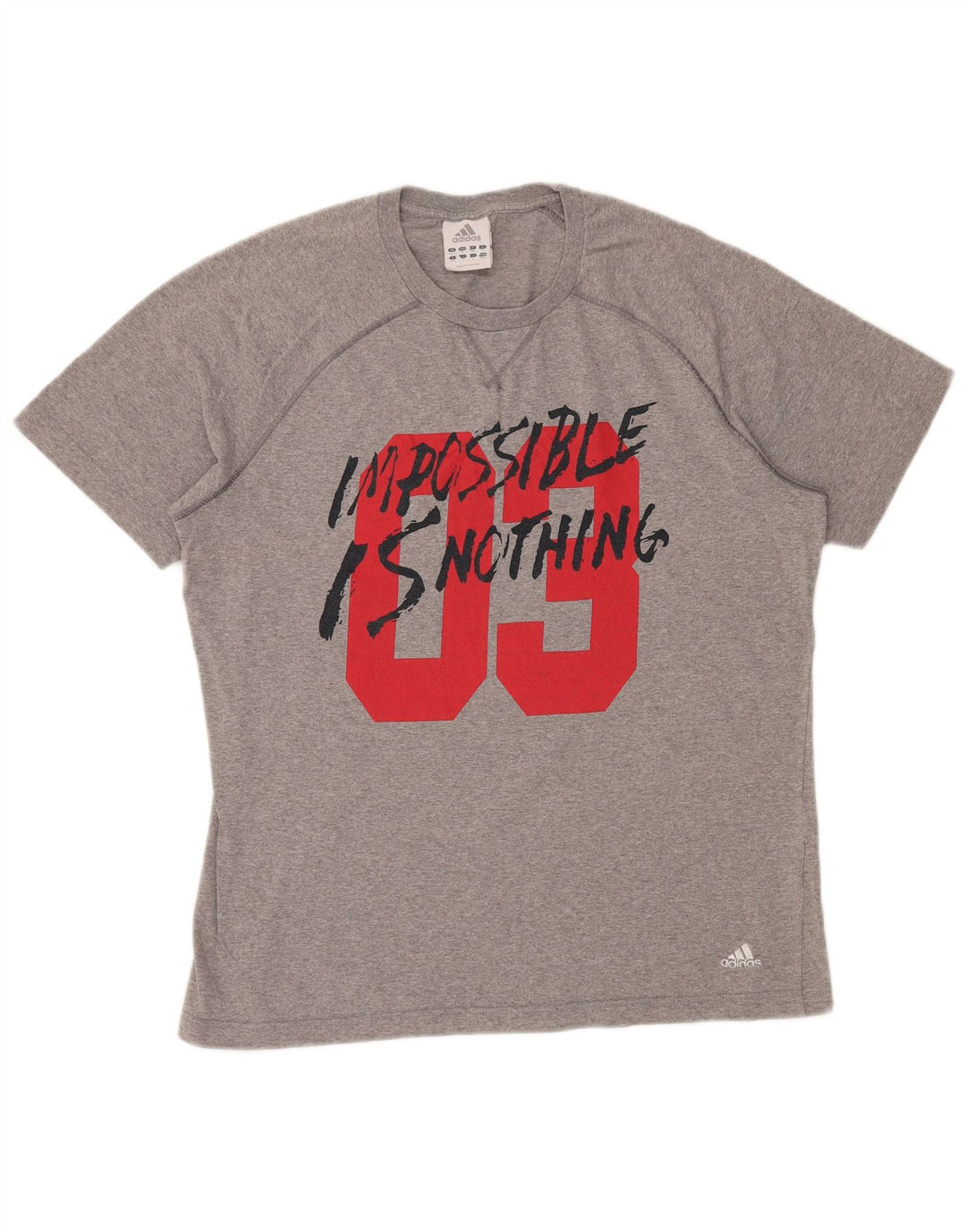 ADIDAS Mens Graphic T-Shirt Top UK 40/42 Medium Grey Cotton