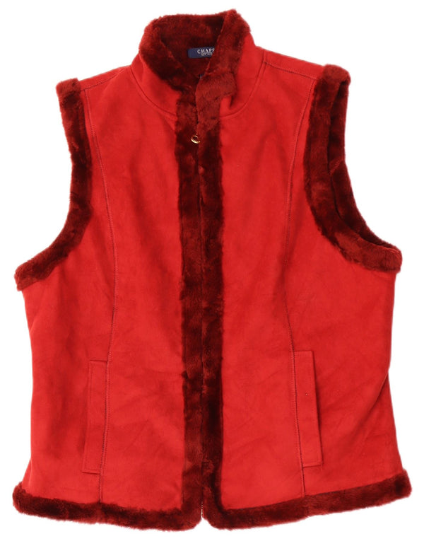 Chaps Womens Sherpa Gilet UK 18 XL Red Colourblock Acrylic