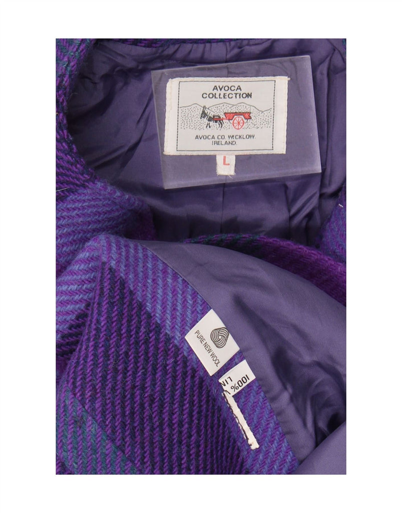 AVOCA Womens Overcoat UK 16 Large Purple Striped New Wool Vintage Avoca and Second-Hand Avoca from Messina Hembry 