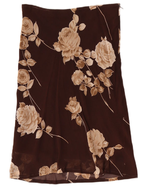 Via Dei Ciclamini Womens Straight Skirt IT 42 Medium W28 Brown Floral