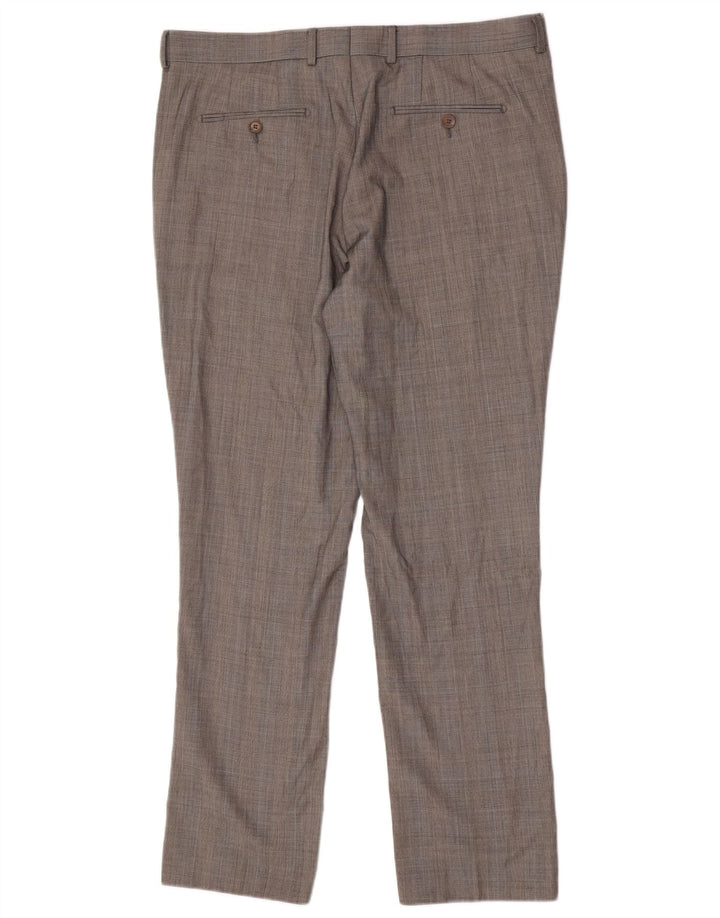 French Connection Mens Regular Casual Trousers W38 L32 Grey Houndstooth