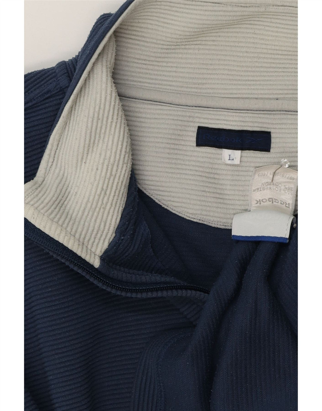 Reebok Mens Loose Fit Zip Neck Sweatshirt Jumper Large Blue Polyester