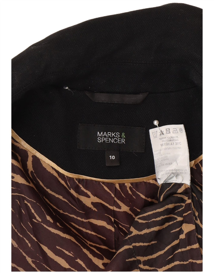 Marks & Spencer Womens 1 Button Blazer Jacket UK 10 Small Black Polyester