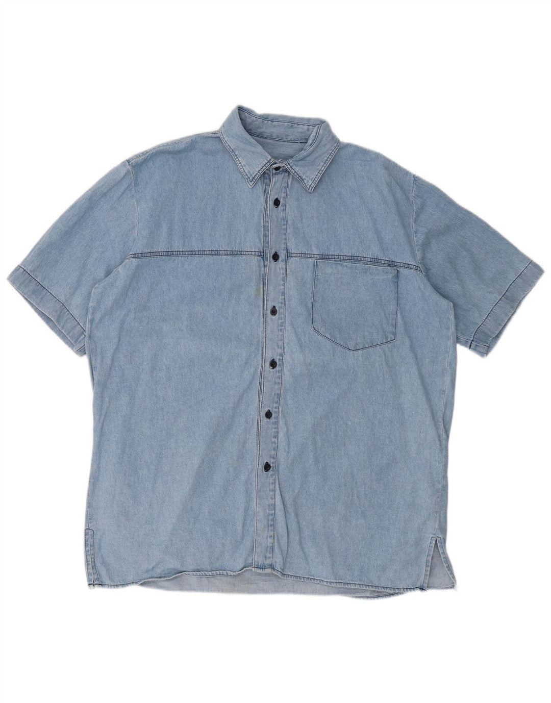 CARRERA Mens Short Sleeve Denim Shirt Size 43/44 XL Blue Cotton