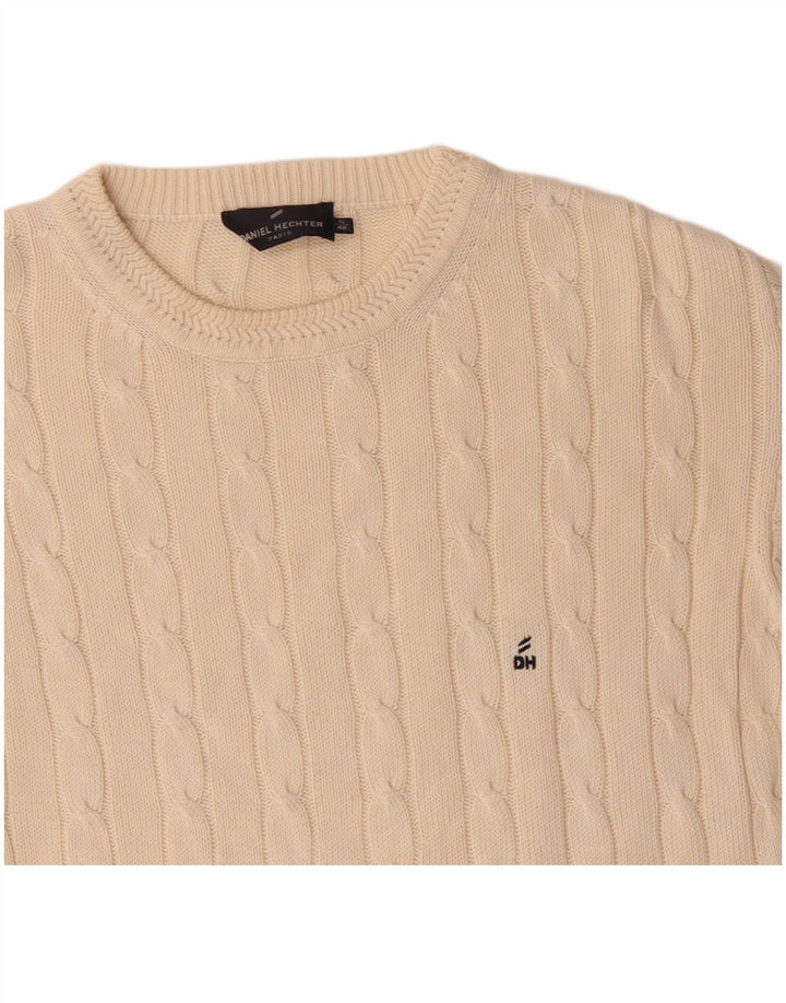 DANIEL HECHTER Mens Crew Neck Jumper Sweater EU 48 Medium Beige