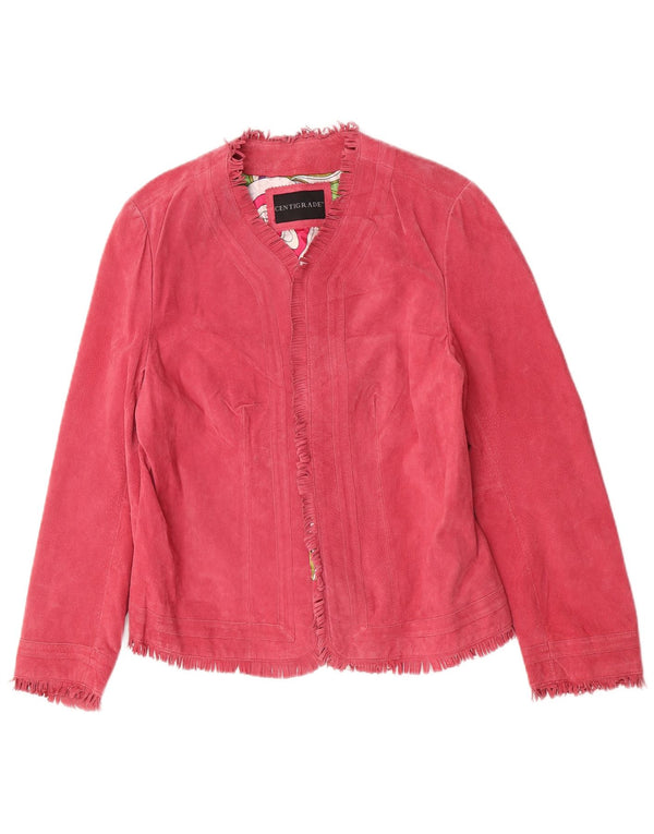 Centigrade Womens Open Suede Jacket Large Pink Leather
