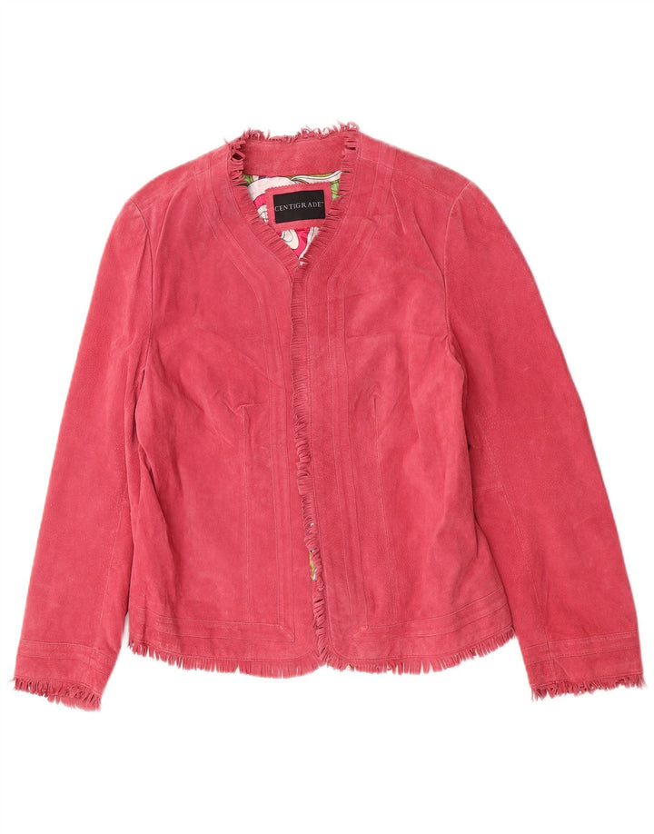 Centigrade Womens Open Suede Jacket Large Pink Leather