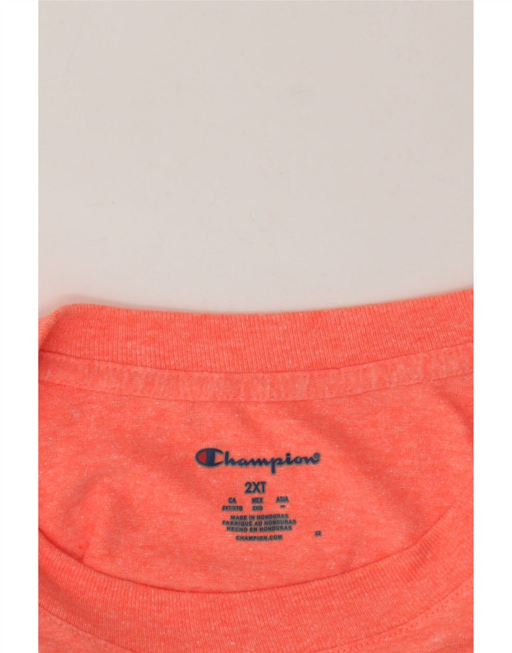 CHAMPION Womens Crop Graphic T-Shirt Top UK 20 2XL Orange Flecked