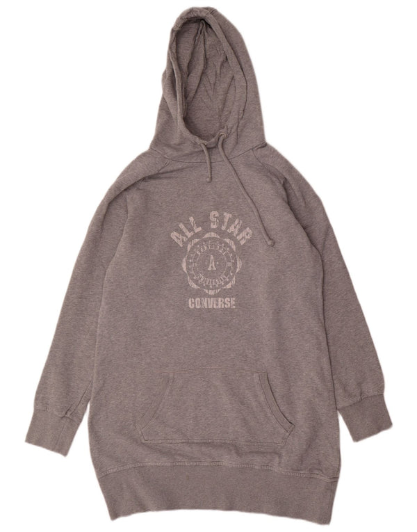 CONVERSE Womens All Star Longline Graphic Hoodie Jumper UK 18 XL Grey