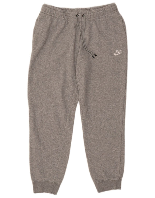NIKE Womens Tracksuit Trousers Joggers UK 14 Medium  Grey Flecked Cotton