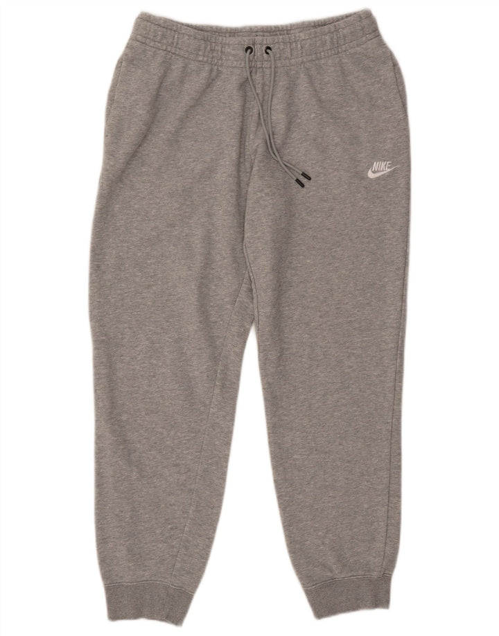 NIKE Womens Tracksuit Trousers Joggers UK 14 Medium  Grey Flecked Cotton