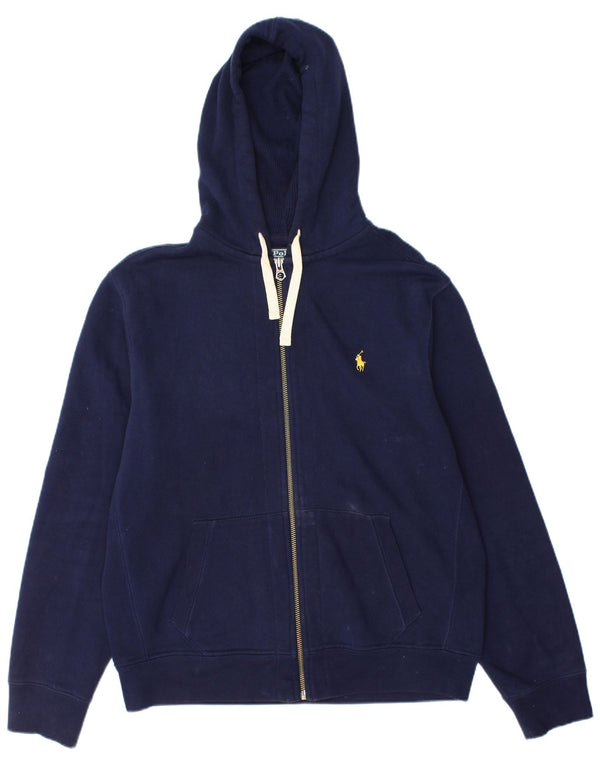 Polo Ralph Lauren Mens Zip Hoodie Sweater Large Navy Blue Cotton