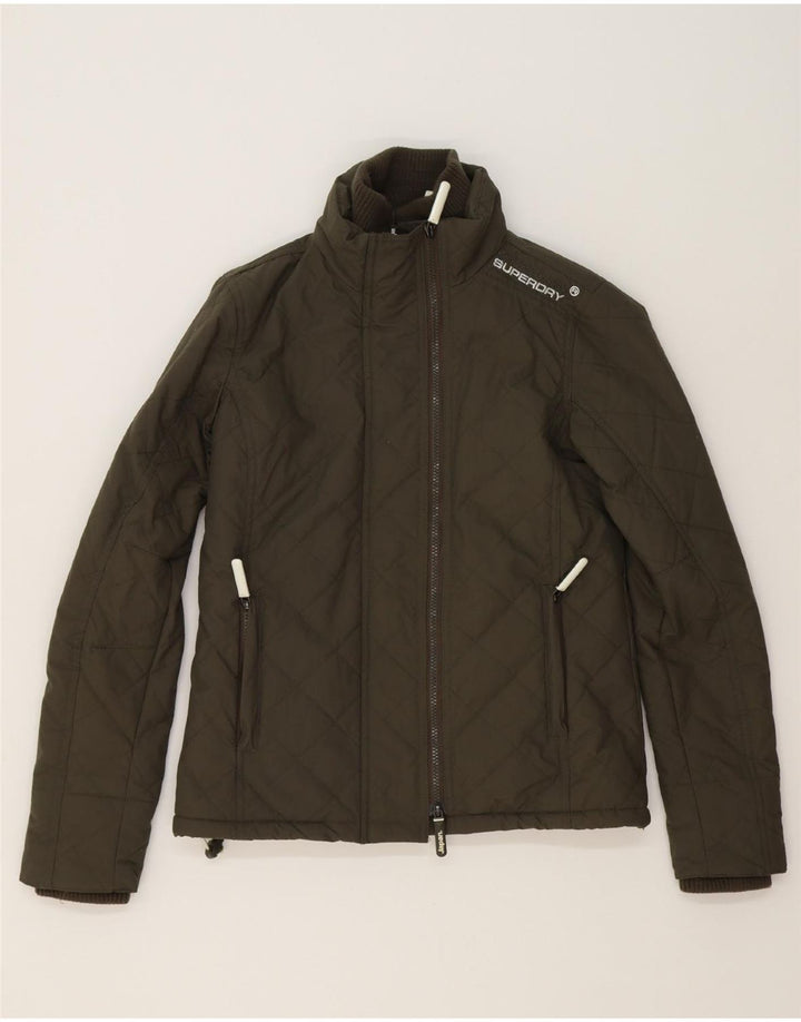 SUPERDRY Womens Windcheater Quilted Jacket UK 10 Small Khaki Nylon Vintage Superdry and Second-Hand Superdry from Messina Hembry 