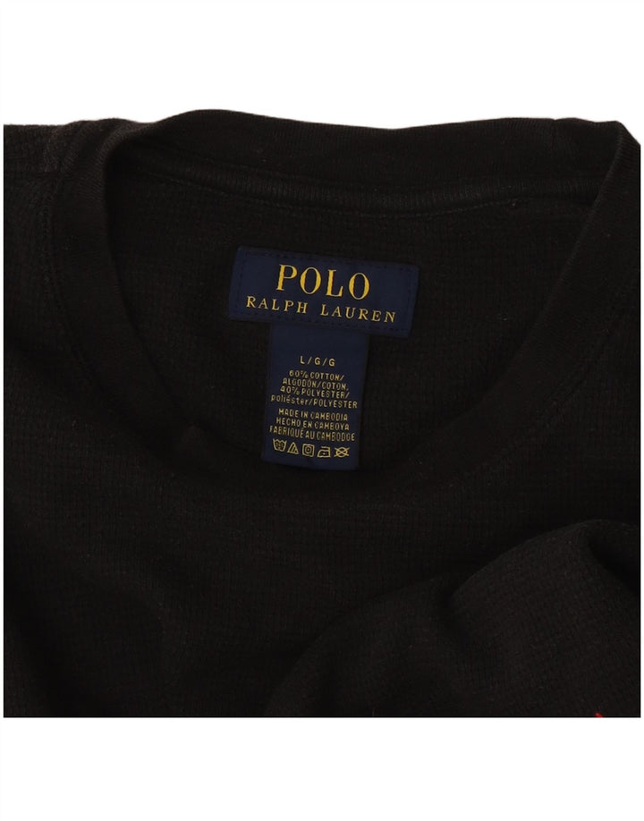 Ralph Lauren Mens Top Long Sleeve Large Black Cotton