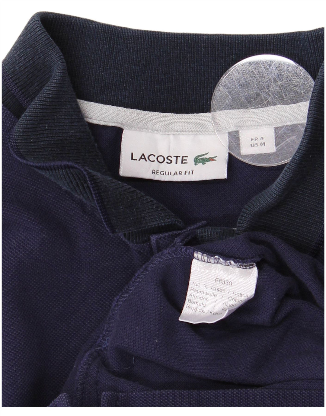 LACOSTE Mens Regular Fit Polo Shirt Size 4 Medium Navy Blue Cotton