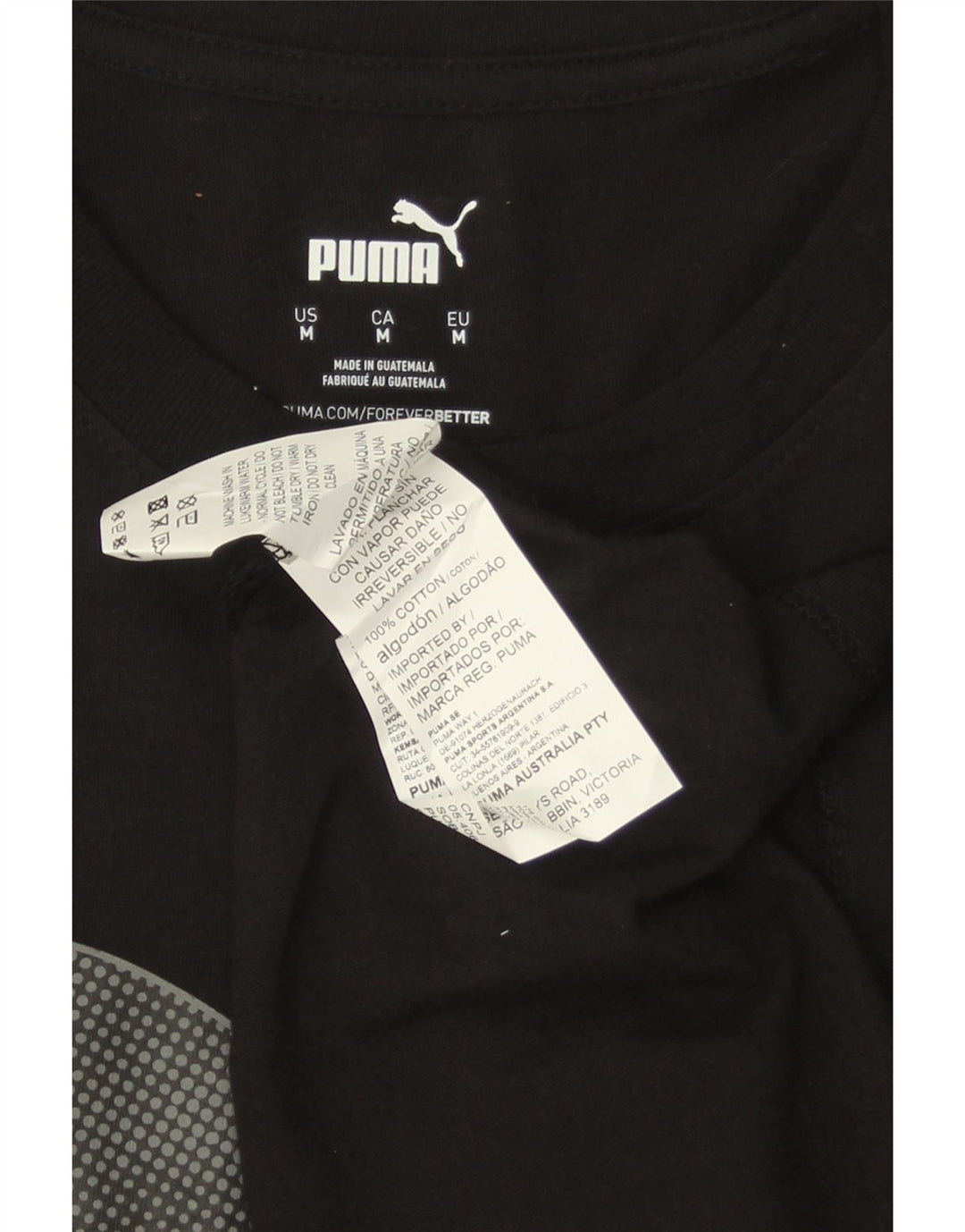 PUMA Mens Graphic T-Shirt Top Medium Black Cotton