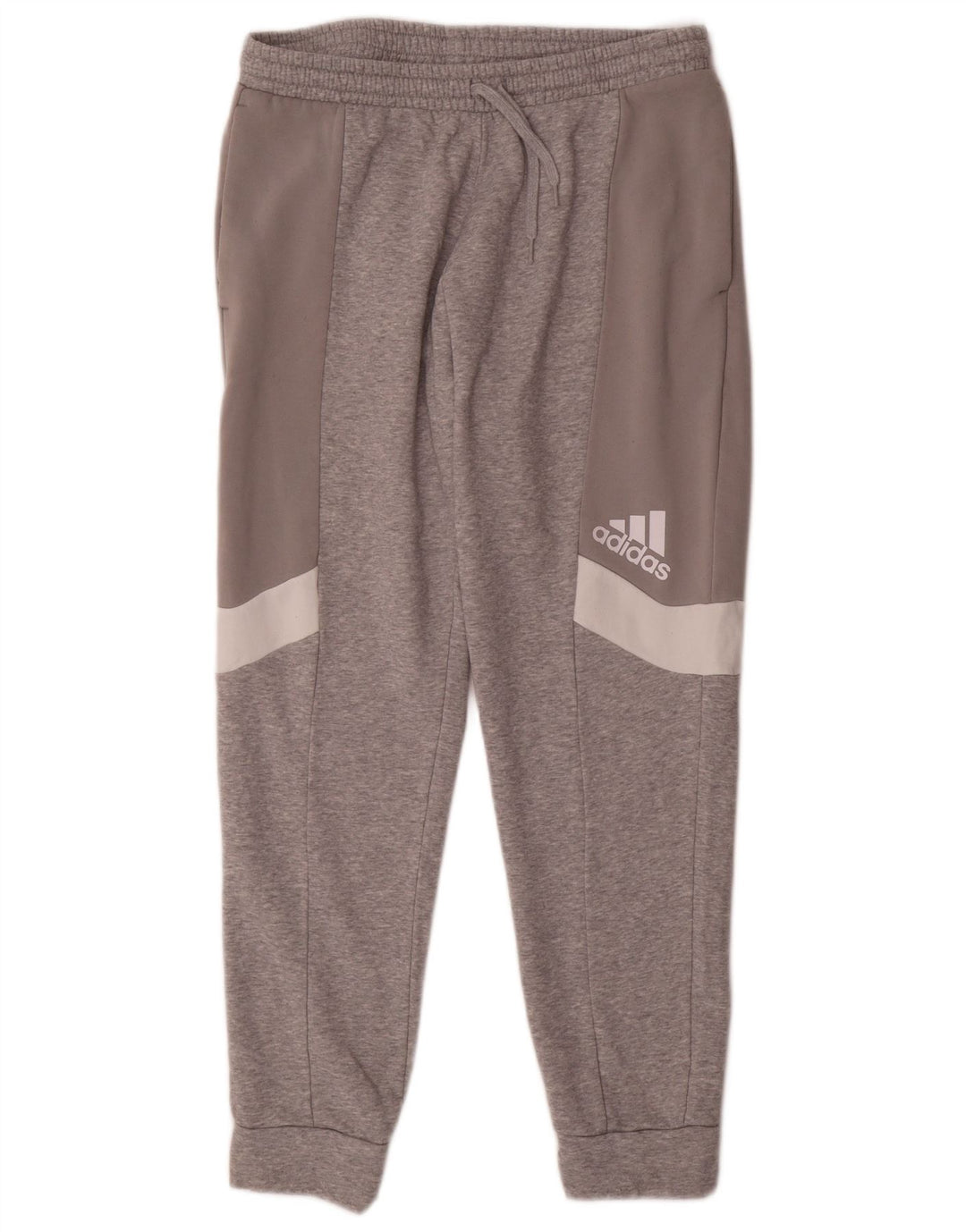 ADIDAS Mens Tracksuit Trousers Joggers Large Grey Colourblock Cotton