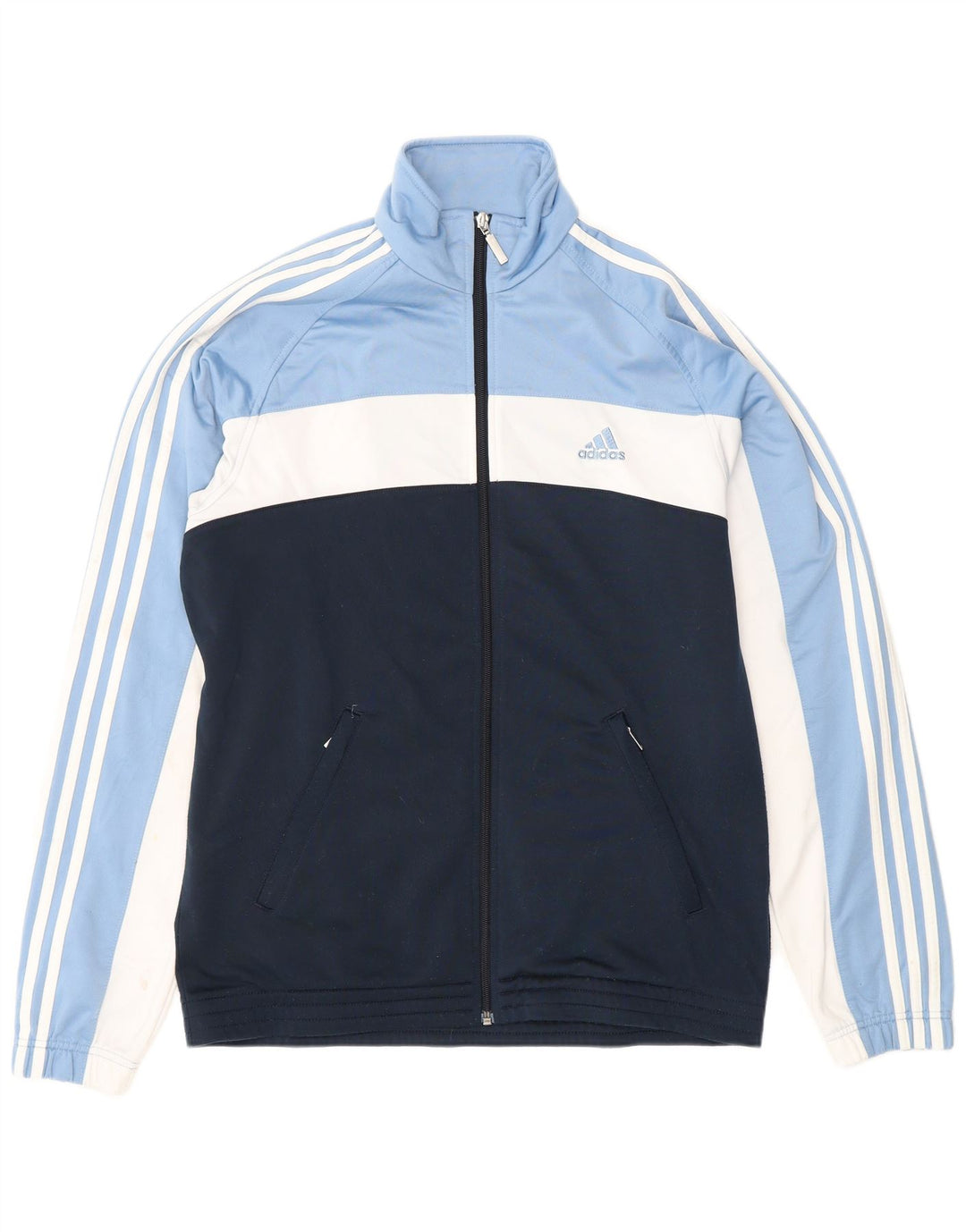 Adidas Mens Tracksuit Top Jacket UK 42/44 Large Blue Colourblock Polyester