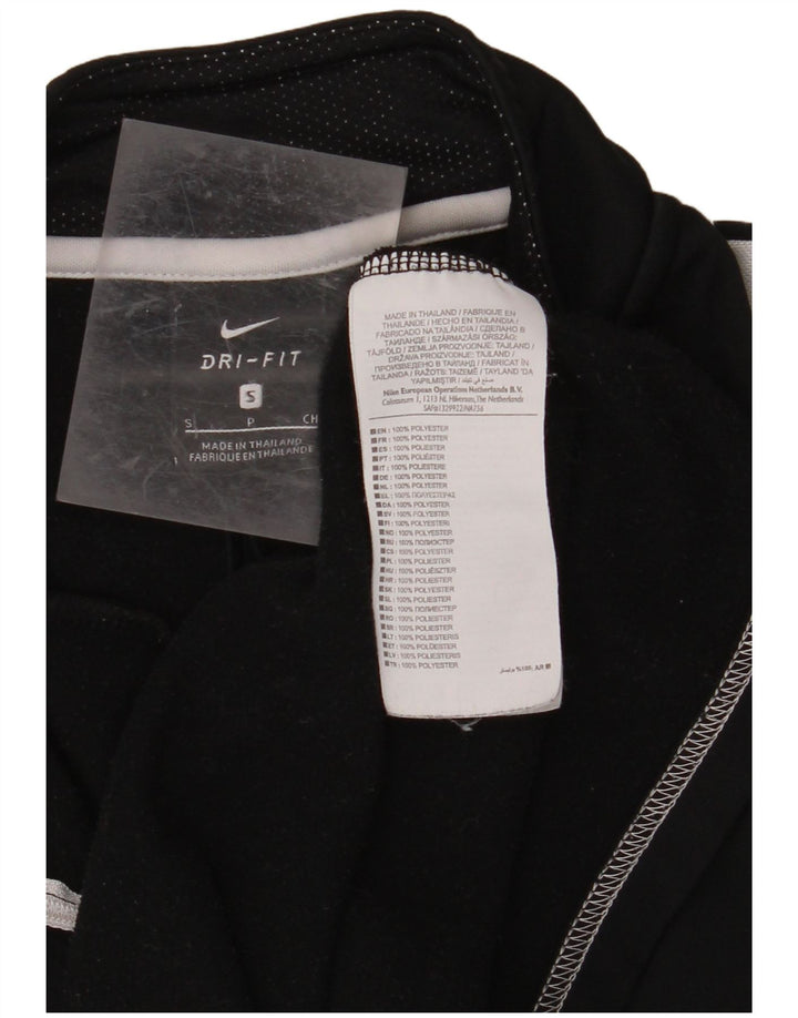 NIKE Mens Dri Fit Zip Neck Pullover Tracksuit Top Small Black Colourblock