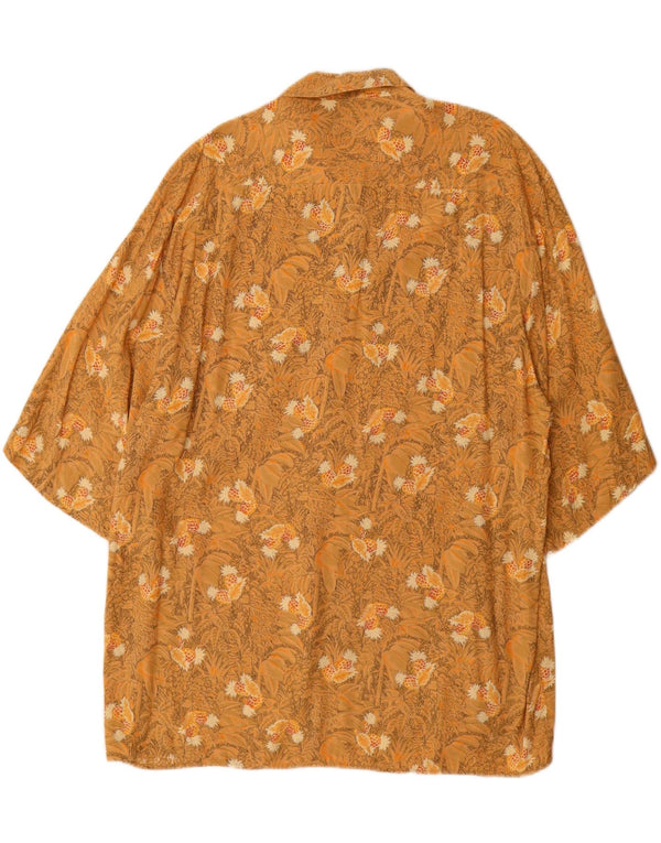 Vintage Mens Short Sleeve Shirt Large Yellow Floral