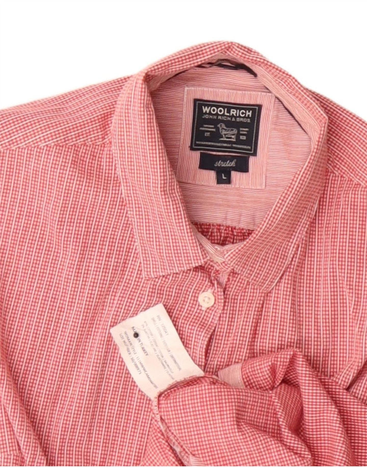 Woolrich Womens Short Sleeve Slim Fit Shirt UK 14 Large Red Check Cotton