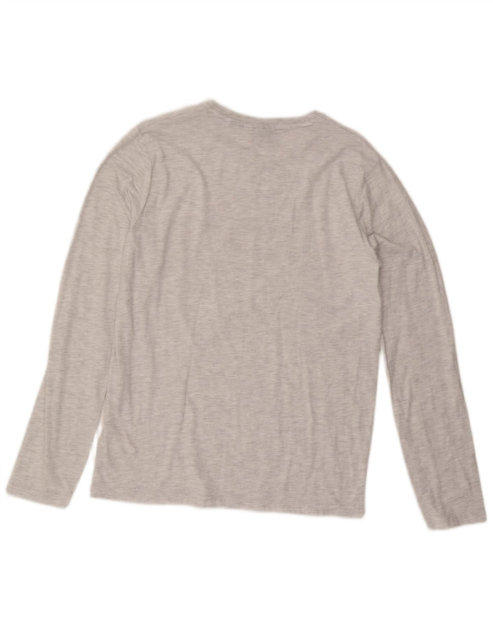 Superdry Mens Graphic Top Long Sleeve Large Grey Flecked Cotton