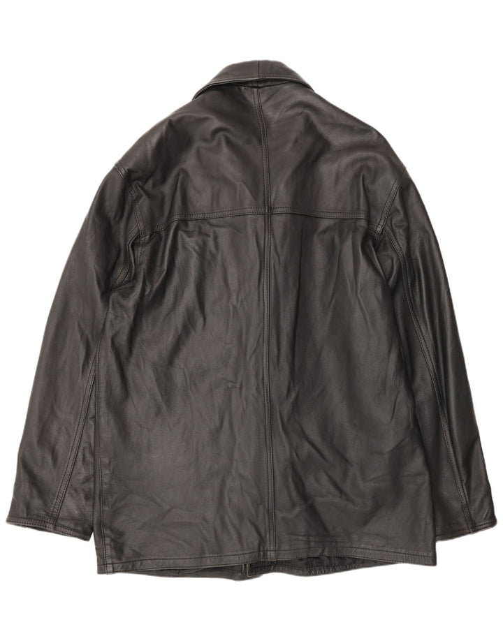 Vintage Mens Leather Coat UK 42 XL Black