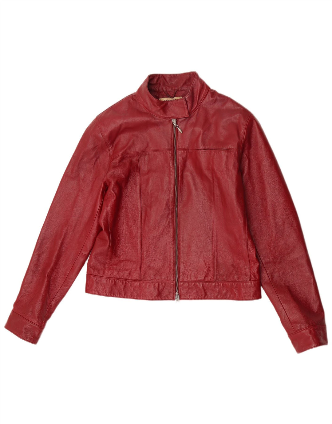 HELLINE Womens Leather Jacket UK 12 Medium Red Leather