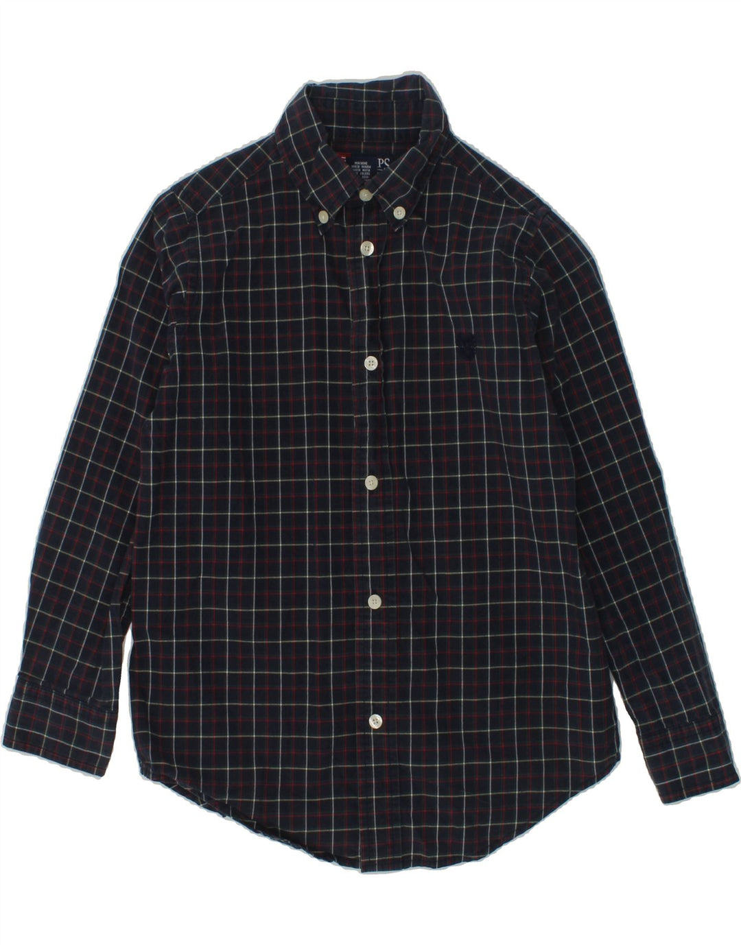 CHAPS Boys Shirt 5-6 Years Navy Blue Check Cotton | Vintage Chaps | Thrift | Second-Hand Chaps | Used Clothing | Messina Hembry 