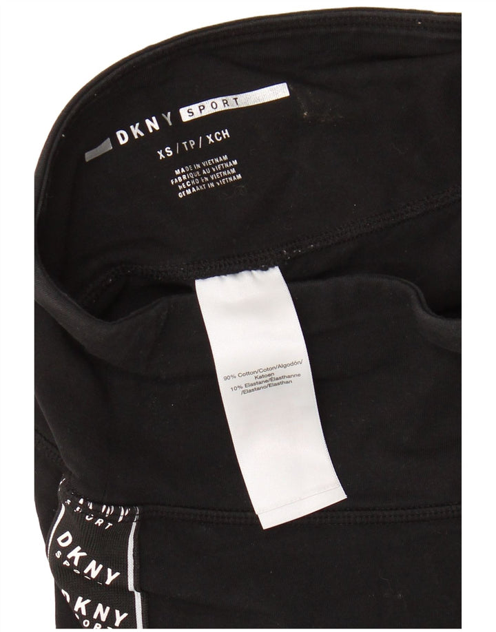 DKNY Womens Graphic Leggings UK 4 XS Black Cotton