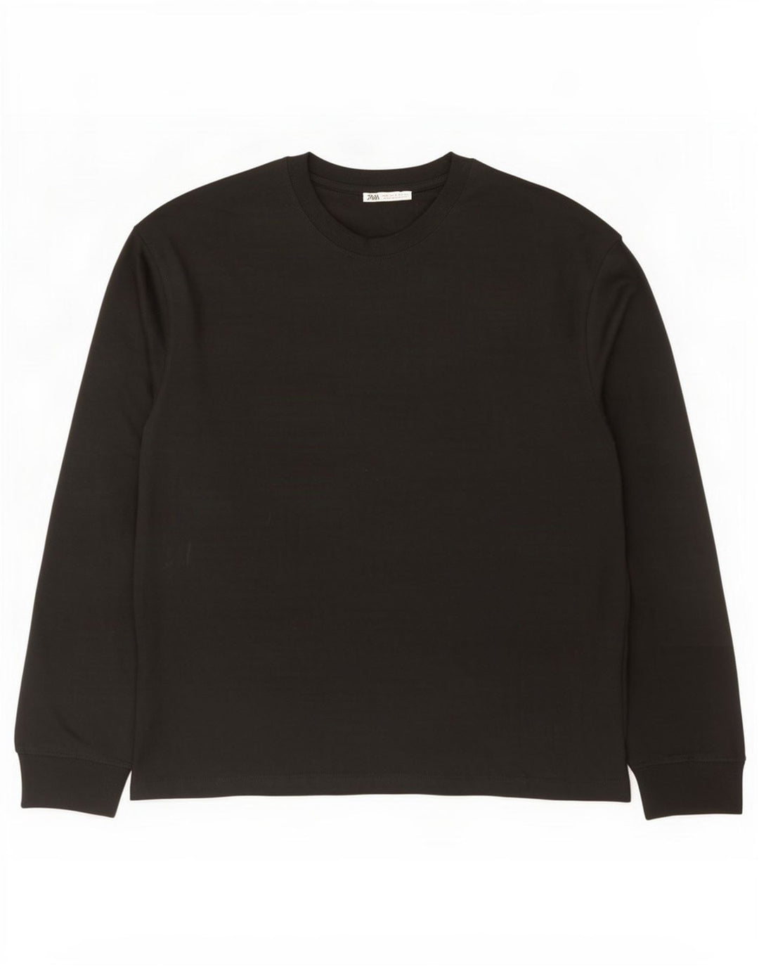 Zara Mens Top Long Sleeve Medium Black Cotton