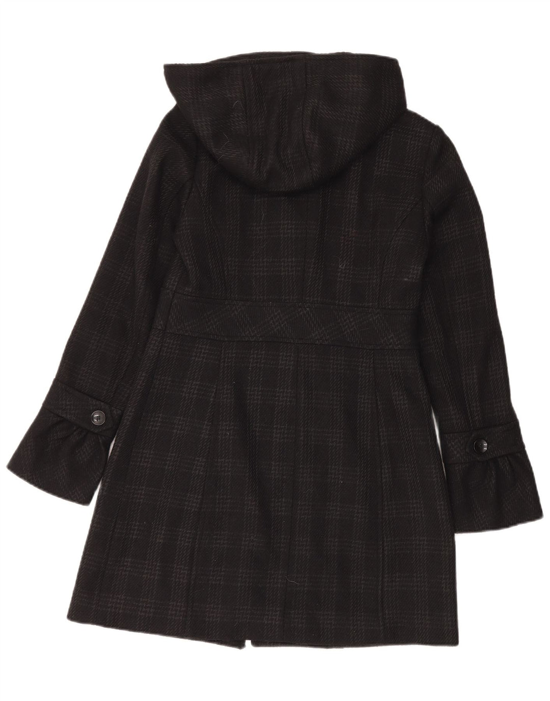 Esprit Womens Hooded Overcoat UK 10 Small Black Houndstooth Polyester