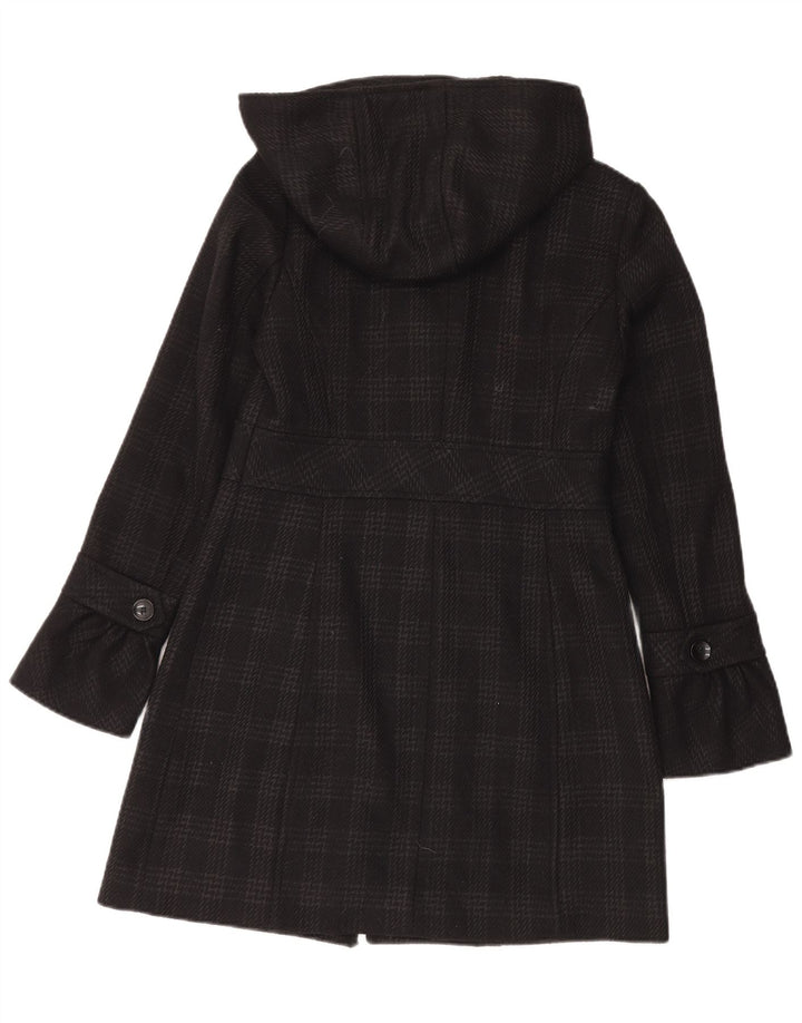 Esprit Womens Hooded Overcoat UK 10 Small Black Houndstooth Polyester