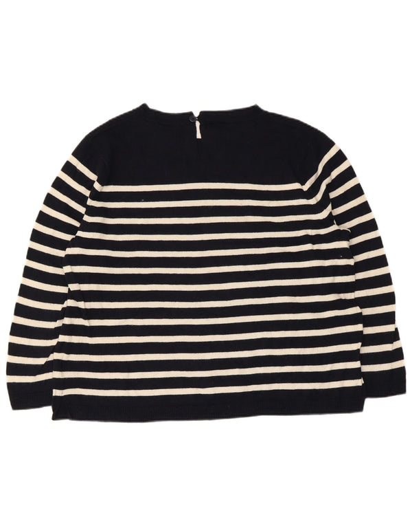 Oasis Womens Boat Neck Jumper Sweater UK 16 Large Navy Blue Striped